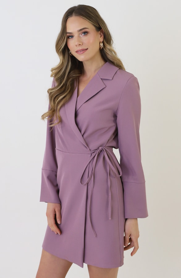 Classic Elegant Blazer Dress Mauve – jurken, foto 6