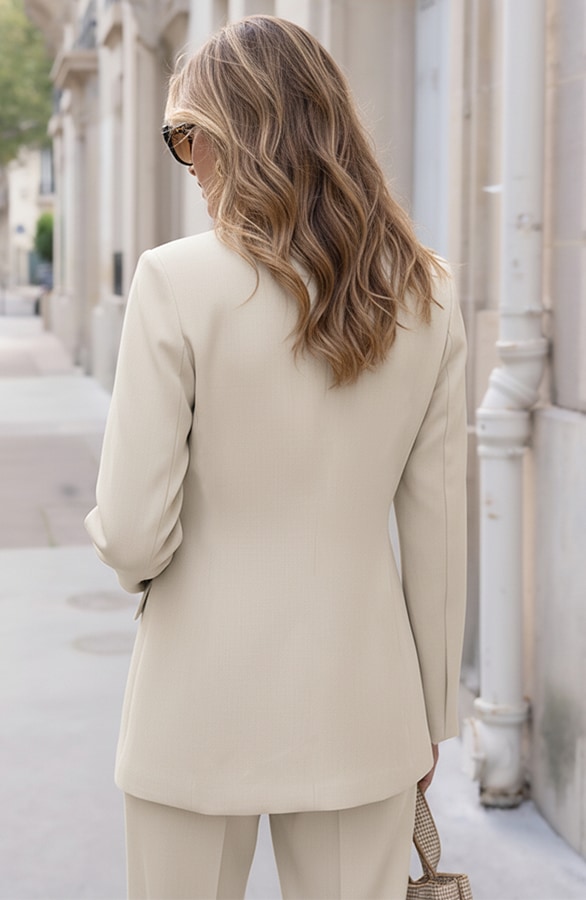 Classic Wrap Blazer Beige – jassen, foto 3