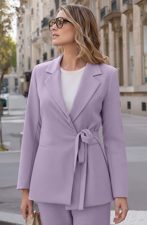Classic Wrap Blazer Lila – jassen, foto 5