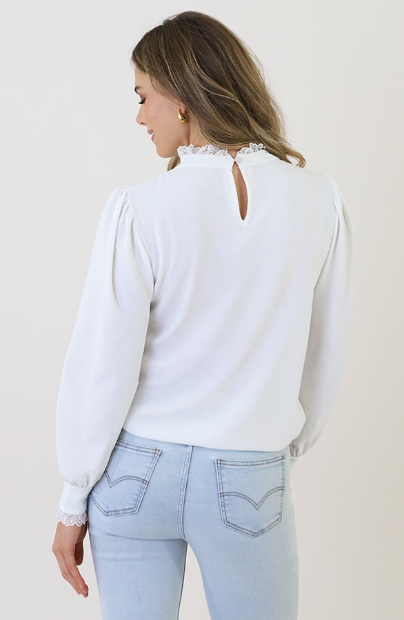 Col Blouse Met Kant Ecru – blouses, foto 8