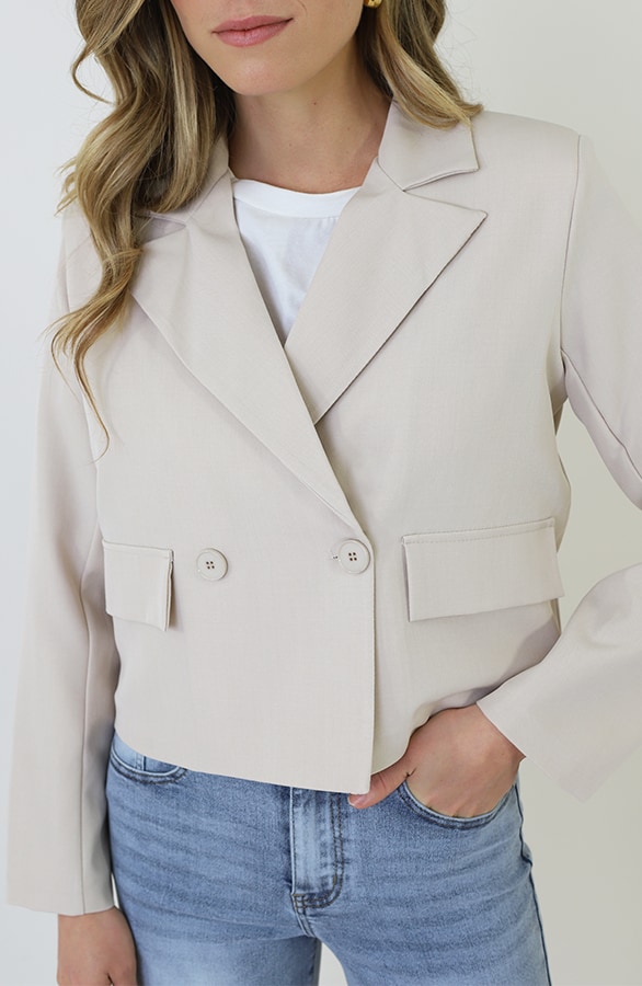 Cropped Pocket Blazer Beige – jassen, foto 5