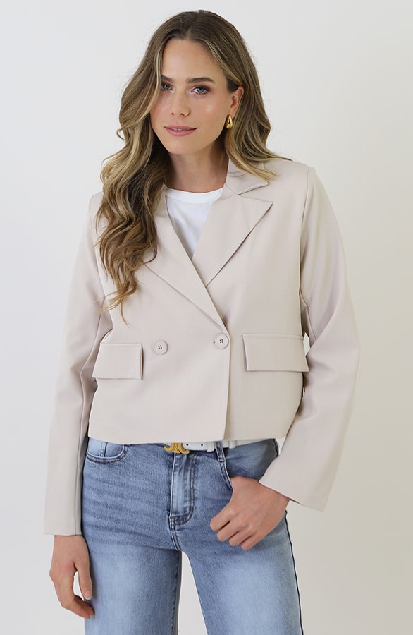 Cropped Pocket Blazer Beige – jassen, foto 7