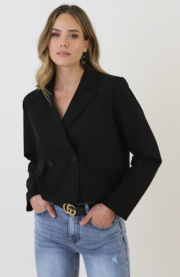 Cropped Pocket Blazer Zwart – jassen