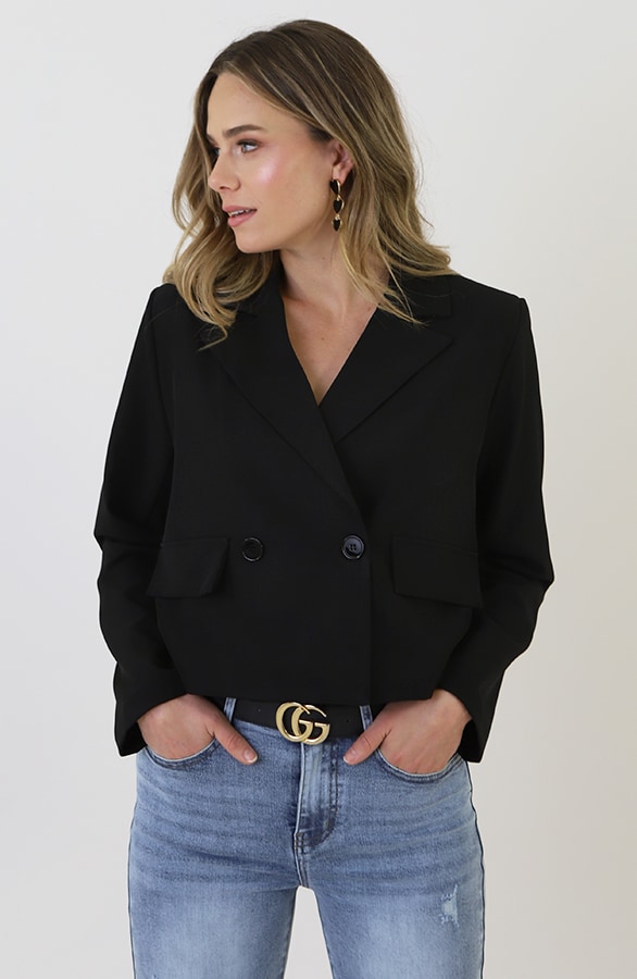 Cropped Pocket Blazer Zwart – jassen, foto 7