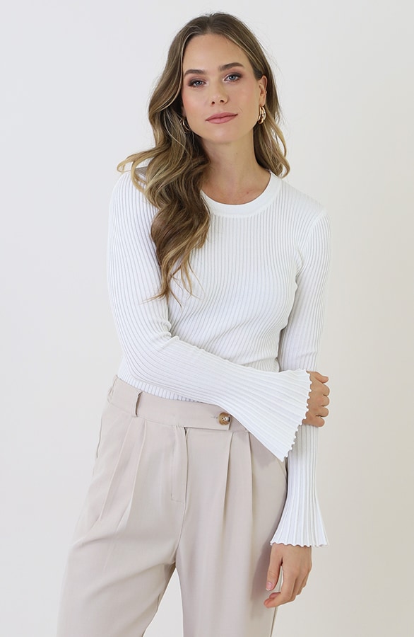 Flared Sleeve Top Ecru – tops, foto 7