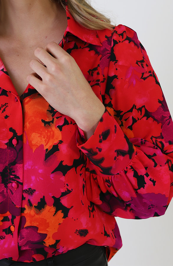 Floral Blouse Rood Roze – blouses, foto 10