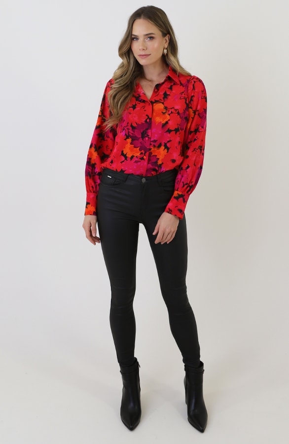 Floral Blouse Rood Roze – blouses, foto 11