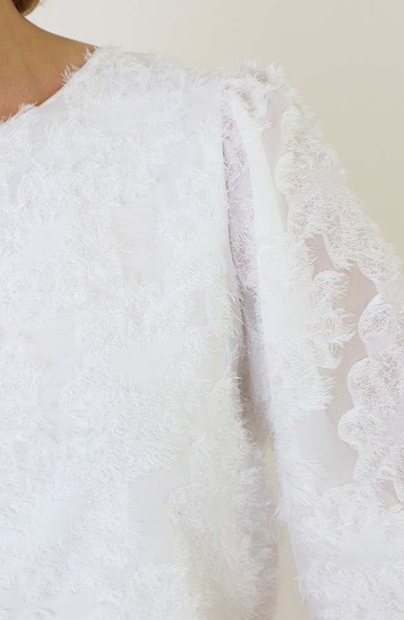 Fringes Pofmouwen Top Ecru – blouses, foto 4