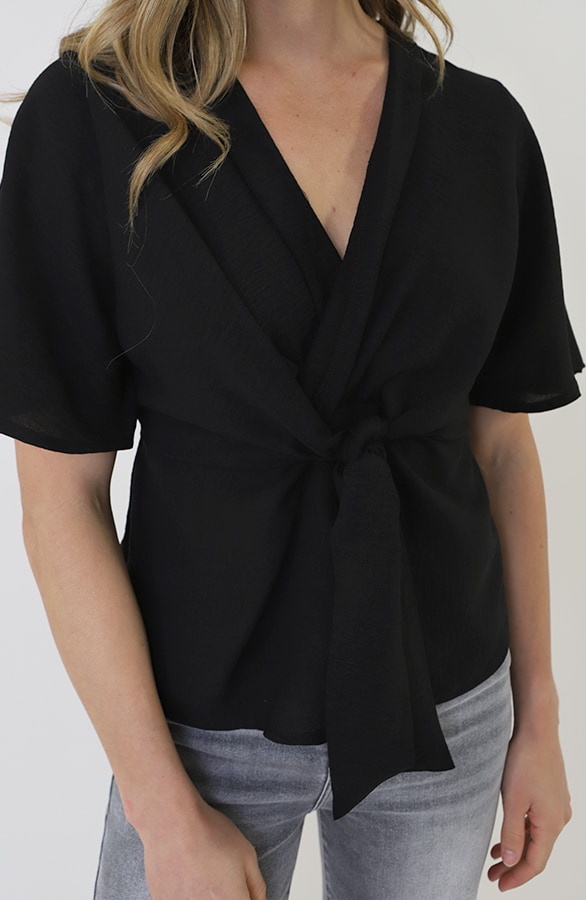 Geknoopte Vlindermouw Top Zwart – tops, foto 11
