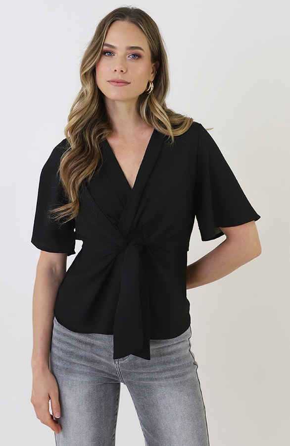 Geknoopte Vlindermouw Top Zwart – tops, foto 14