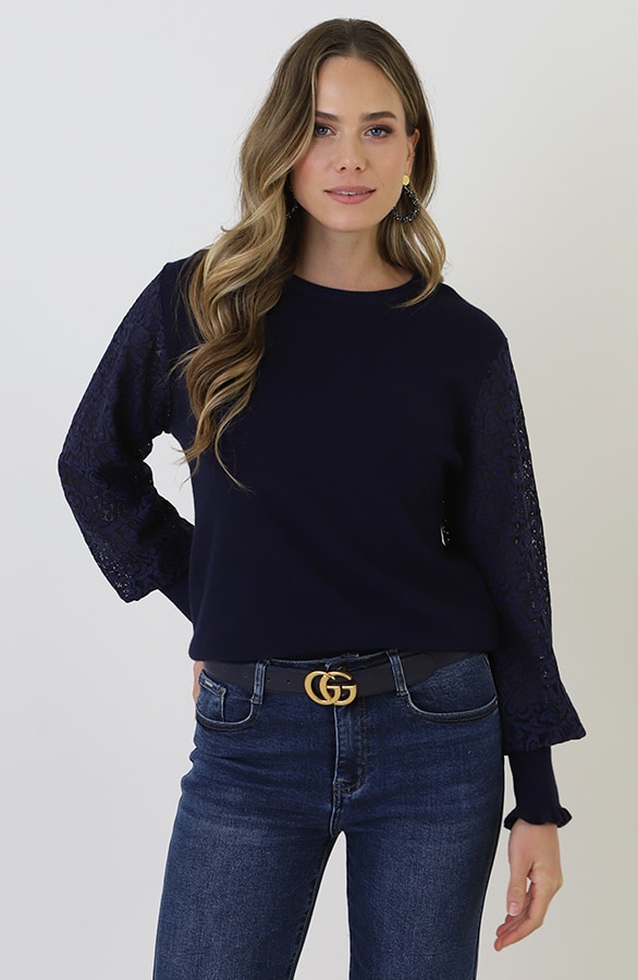 Hearts Sleeve Soft Pullover Marine, Foto 7
