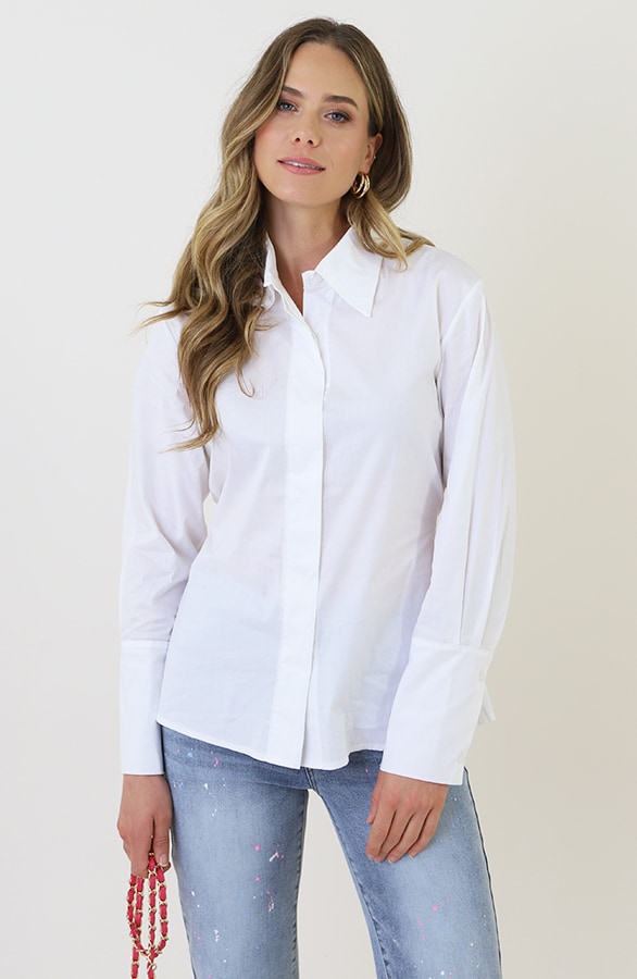 Katoenen Strik Blouse Ecru – blouses, foto 7