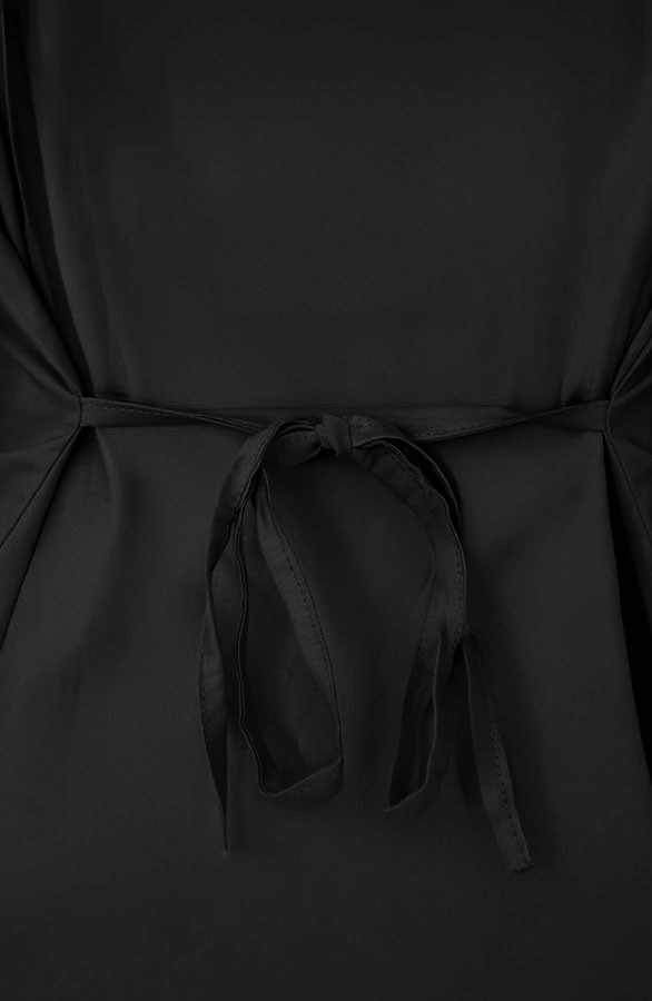 Katoenen Strik Blouse Zwart – blouses, foto 4