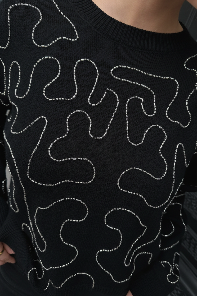 Knitted Art Trui Zwart – truien, foto 4