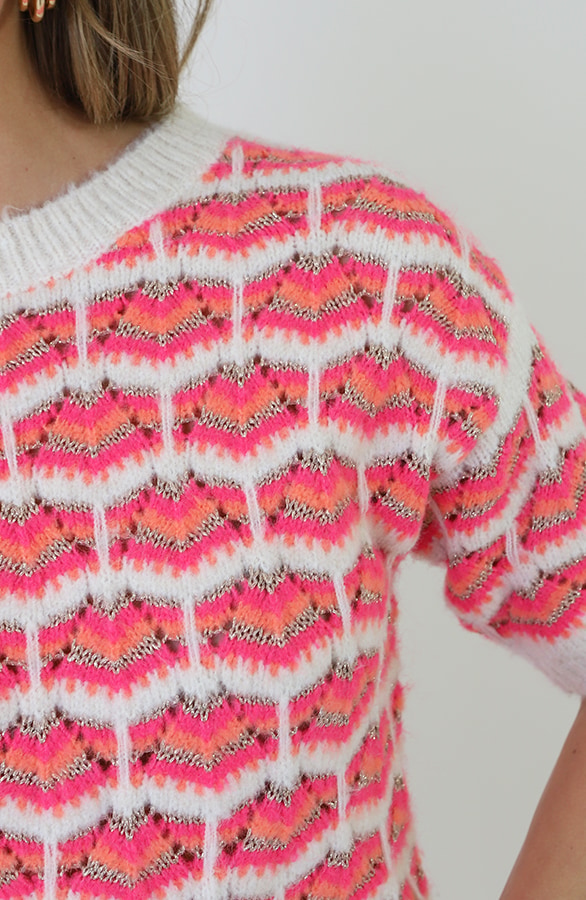 Knitted Detail Print Trui Fuchsia – truien, foto 4