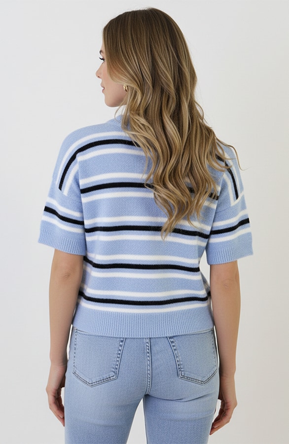 Knitted Short Sleeve Top Baby Blue – truien, foto 4