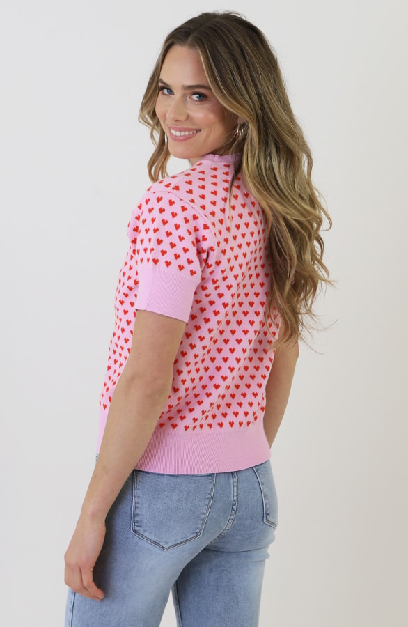 Knitted Short Sleeve Top Herzen Rosa, Tops, Foto 10