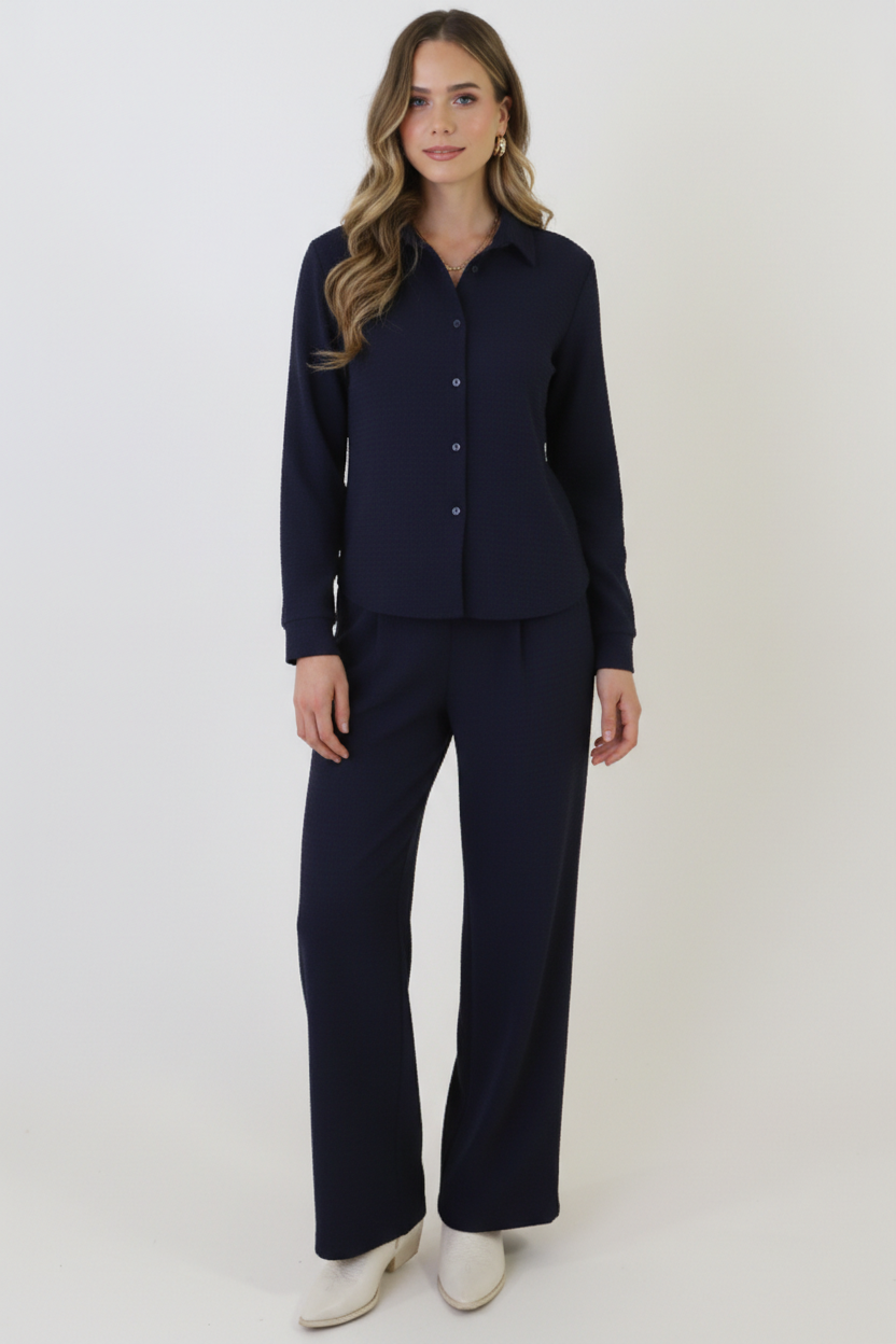 LA Knopen Blouse Marine – blouses, foto 5
