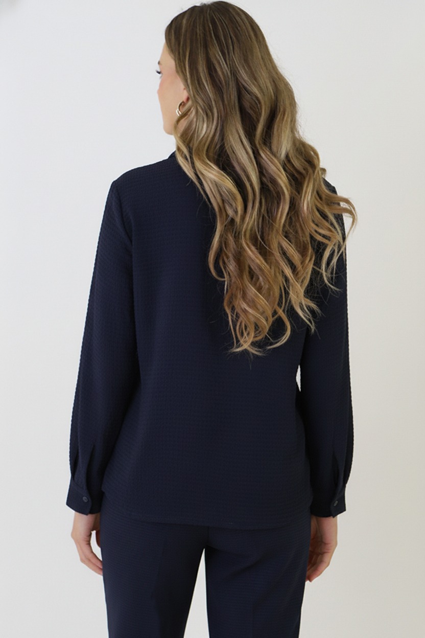 LA Knopen Blouse Marine – blouses, foto 3