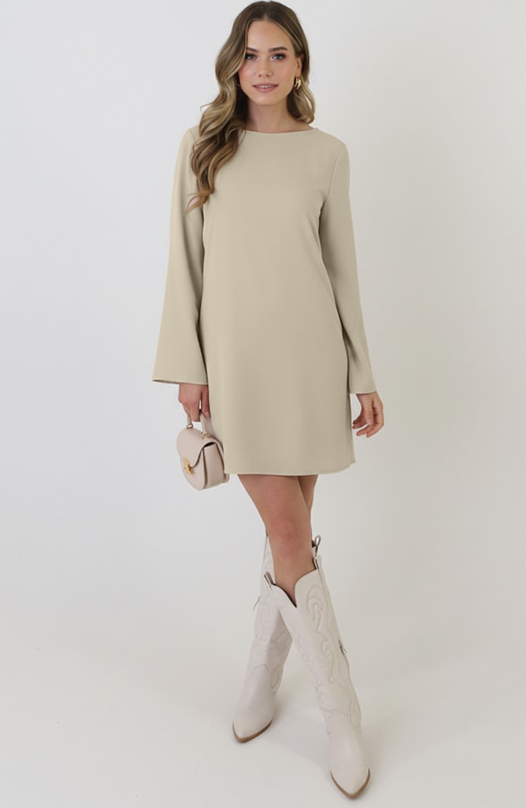 Longsleeve Jurk Open Rug Beige – jurken, foto 9