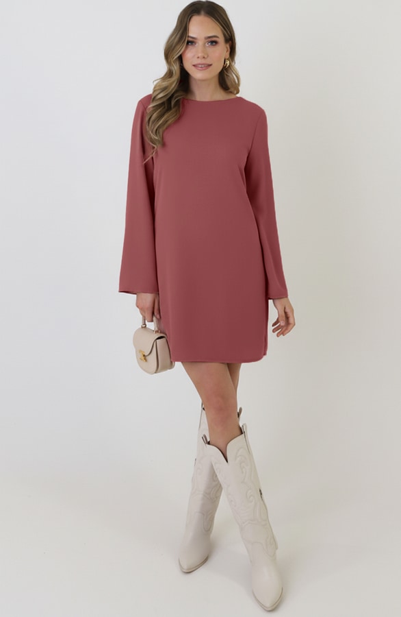 Longsleeve Jurk Open Rug Dust Roze – jurken, foto 11