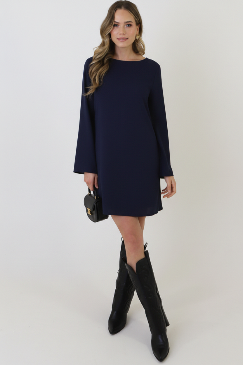 Longsleeve Jurk Open Rug Marine – jurken, foto 7
