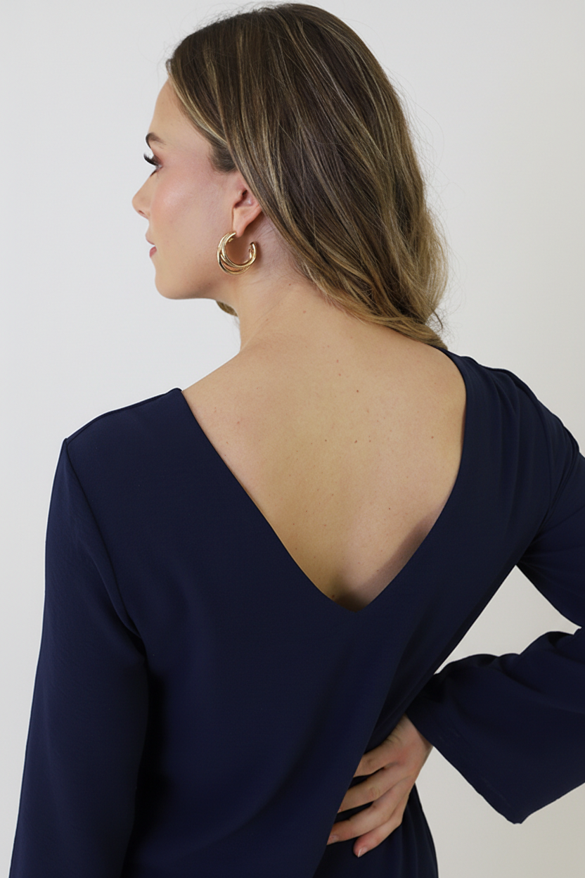 Longsleeve Jurk Open Rug Marine – jurken, foto 8