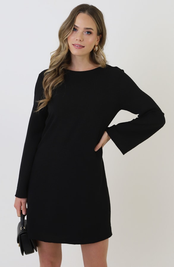 Longsleeve Jurk Open Rug Zwart – jurken, foto 7