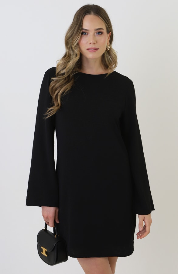 Longsleeve Jurk Open Rug Zwart – jurken, foto 8