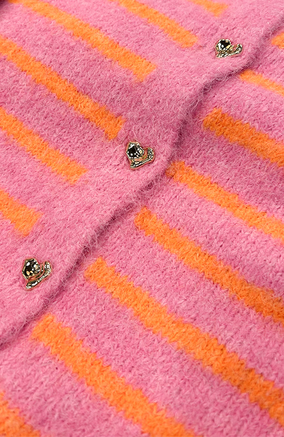 Luxe Gestreepte Cardigan Roze Oranje – vesten, foto 4