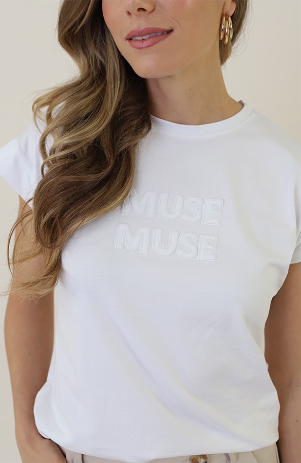 Muse Muse Embroidery T-shirt Ecru – tops, foto 10
