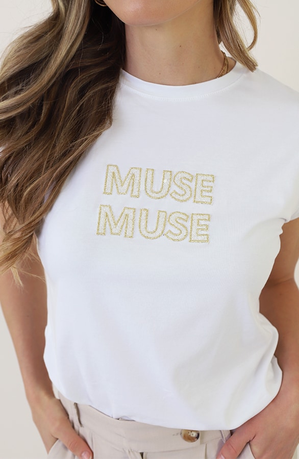 Muse Muse T-shirt Ecru – tops, foto 5