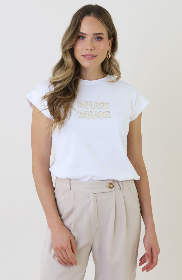 Muse Muse T-shirt Ecru – tops, foto 6