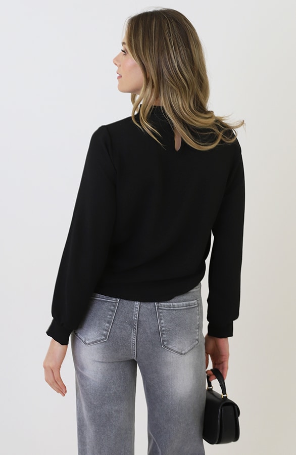 Oversized Col Waterval Blouse Zwart – tops, foto 8