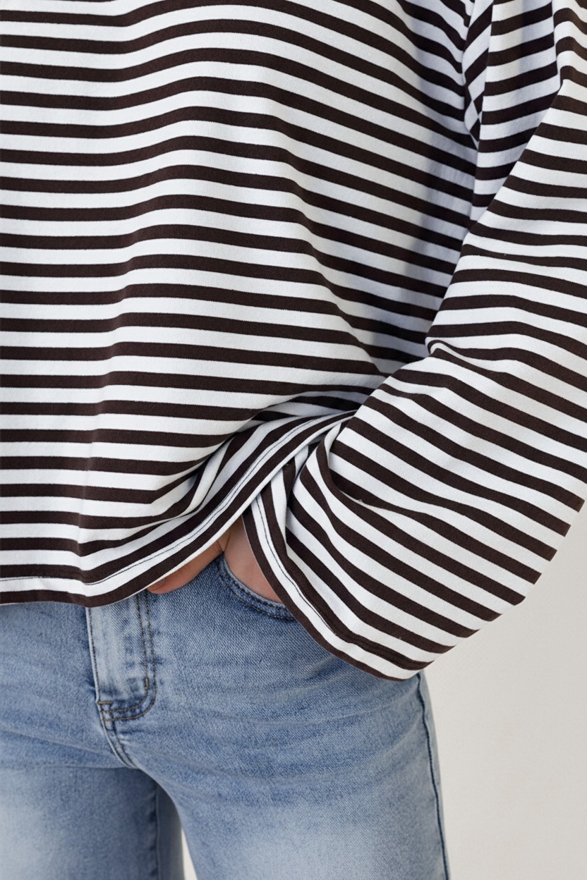 Oversized Strepen Top Katoen Black Off White – tops, foto 4