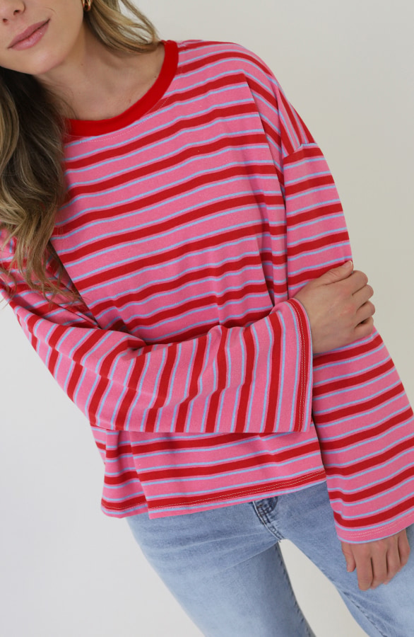 Oversized Streifen Top Baumwolle Tricolore, Tops, Foto 6