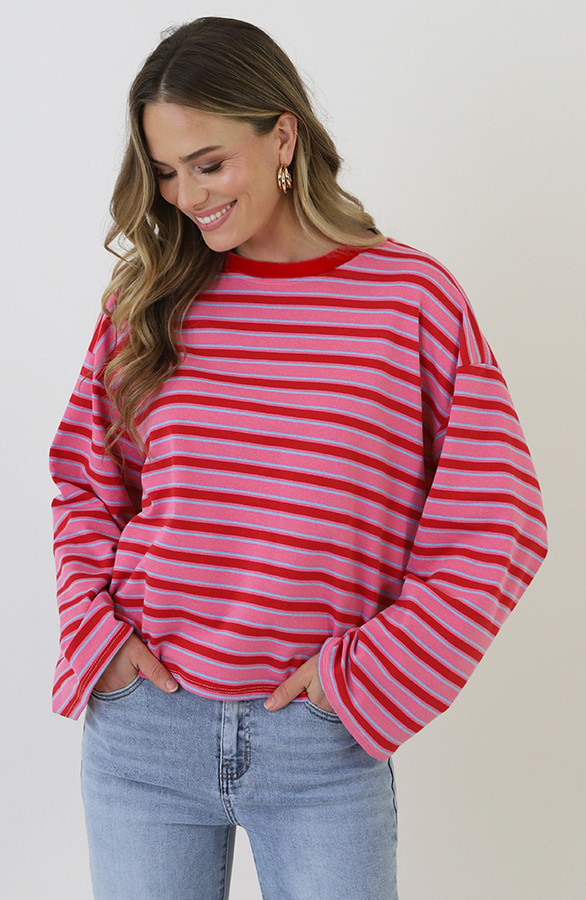 Oversized Streifen Top Baumwolle Tricolore, Tops, Foto 9