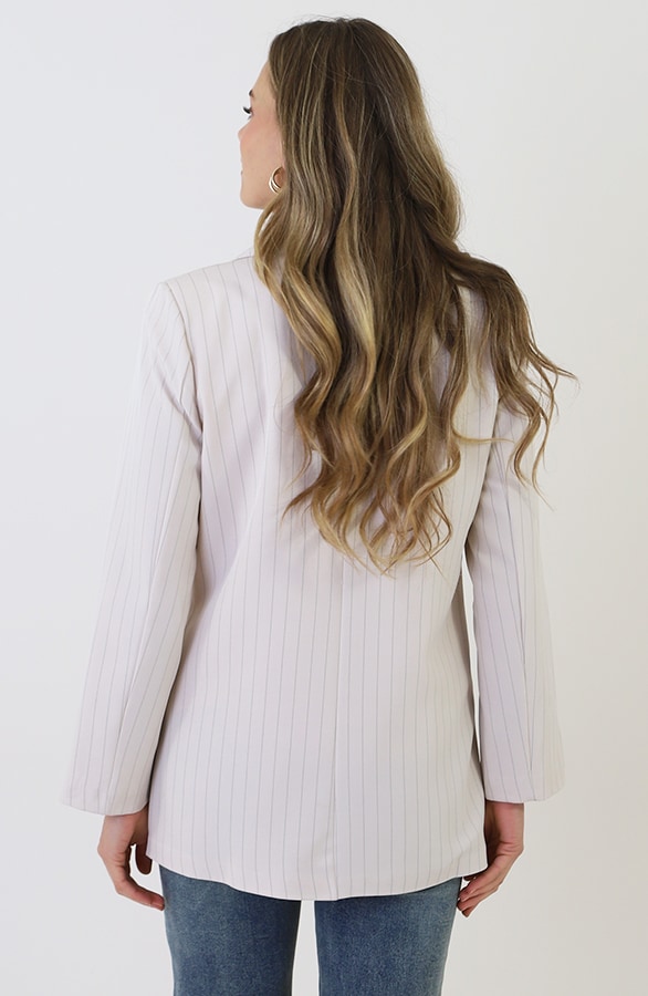 Oversized Striped Print Blazer Beige – jassen, foto 7