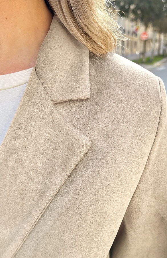 Oversized Suede Blazer Beige – jassen, foto 5