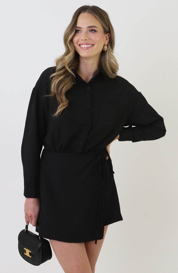 Oversized Wrap Playsuit Zwart – jumpsuits en playsuits, foto 10