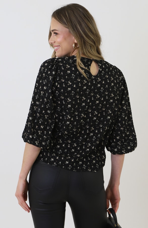 Pofmouw Luxury Top Mille Fleur Zwart – tops, foto 2