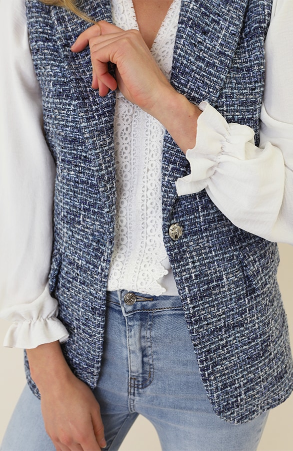 Premium Elegant Gilet Tweed Blauw – gilets, foto 7