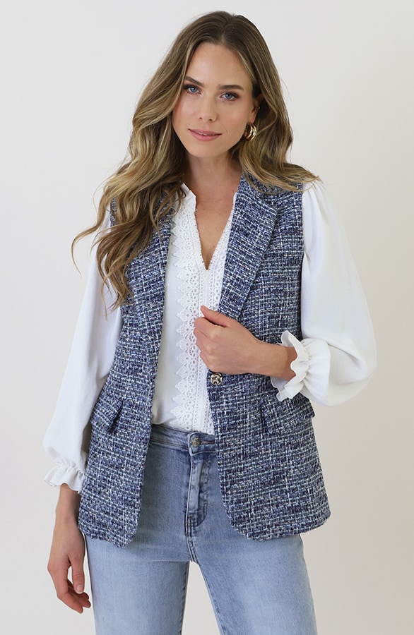 Premium Elegant Gilet Tweed Blauw – gilets, foto 5