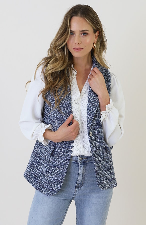 Premium Elegant Gilet Tweed Blauw – gilets, foto 8