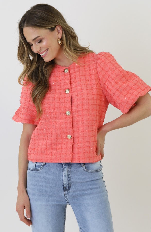Premium Pofmouw Jacket Tweed Koraal – jassen, foto 6