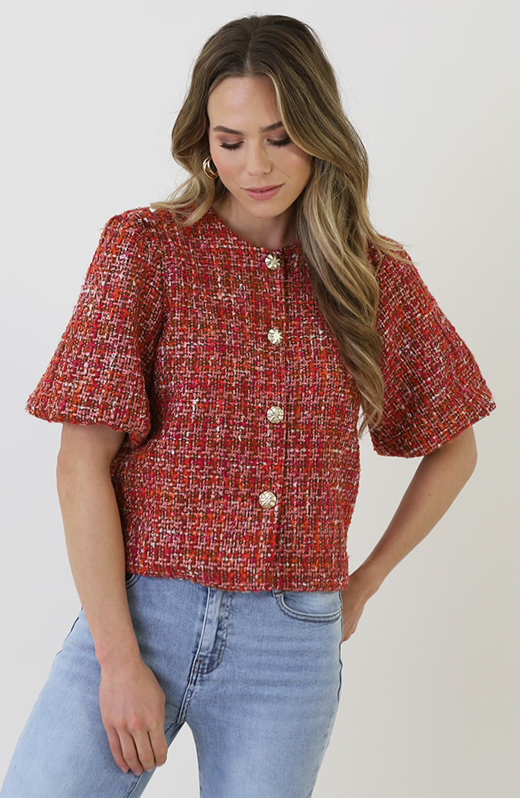 Premium Puffärmel Jacke Tweed Multicolor, Mäntel, Foto 9