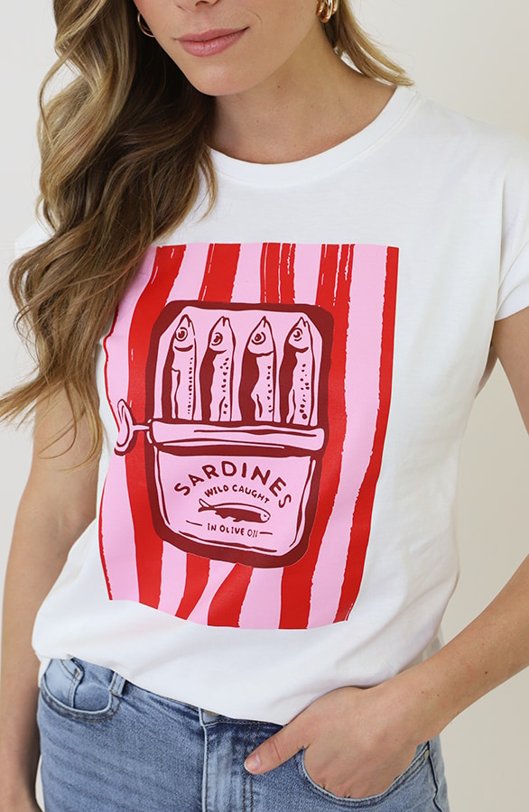 Sardines T-shirt Roze Rood – tops, foto 9