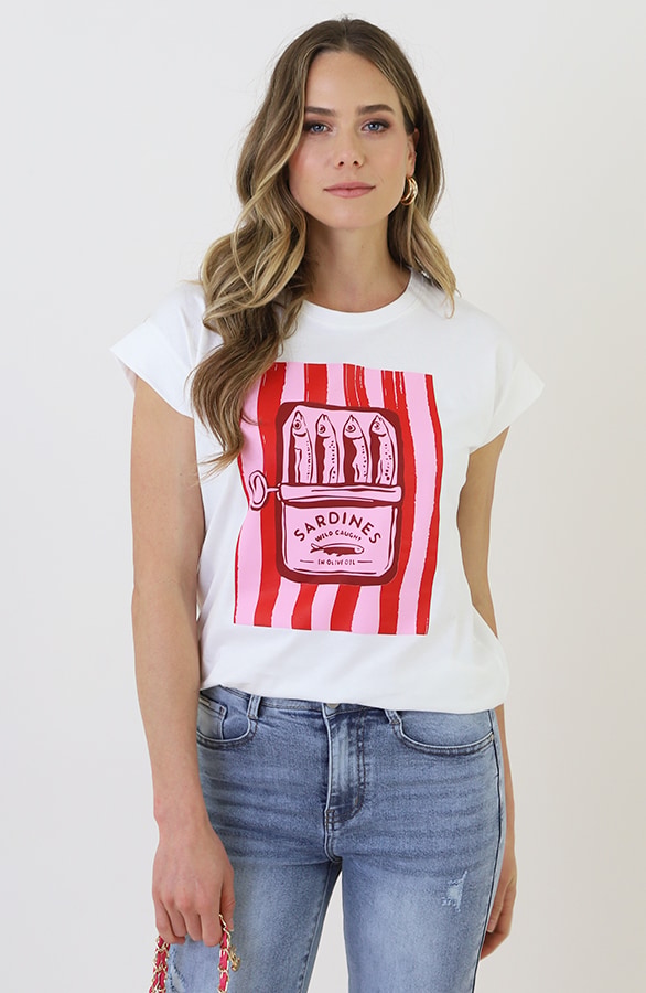 Sardines T-shirt Roze Rood – tops, foto 7