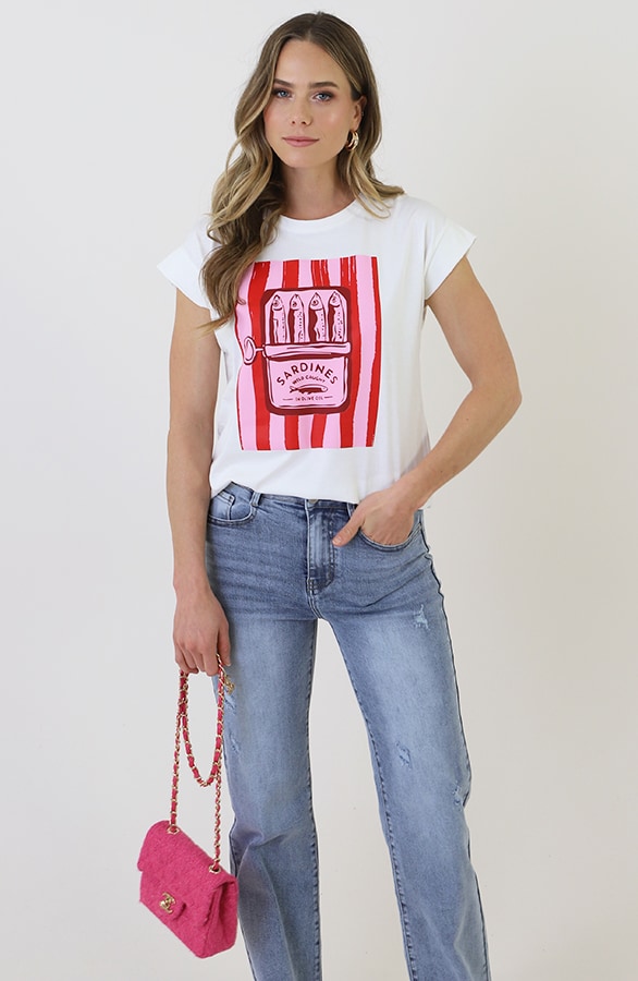Sardines T-shirt Roze Rood – tops, foto 10