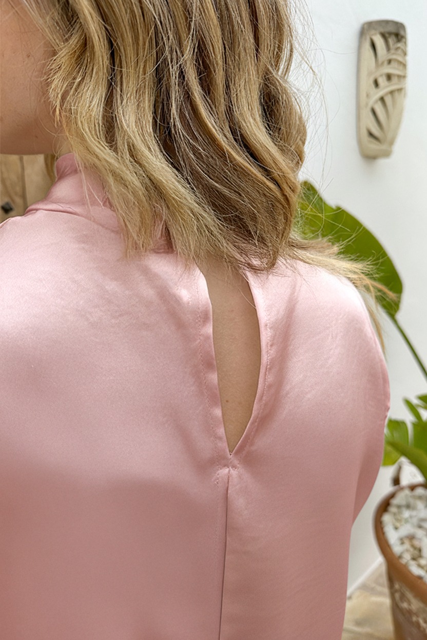 Satin Col Top Dust Roze – tops, foto 4